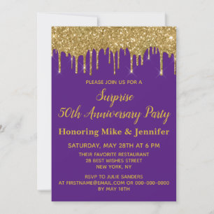 Invitación Fiesta sorpresa por el 50 aniversario púrpura y do