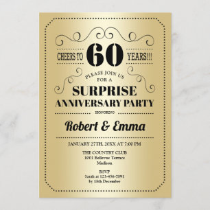 Invitación Fiesta Sorpresa por el 60 Aniversario - Dorado Neg