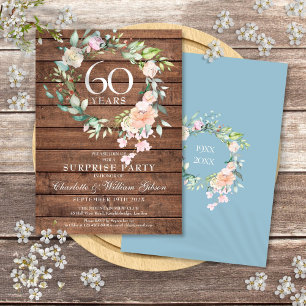 Invitación Fiesta sorpresa por el 60 aniversario floral rústi