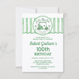 Invitación FIESTA SORPRESA PRESUPUESTO Cumpleaños 100 Golf Te