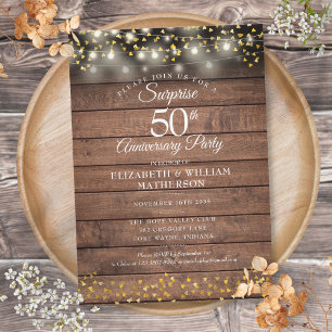 Invitación Fiesta Sorpresa Rústica 50 Aniversario de Boda 
