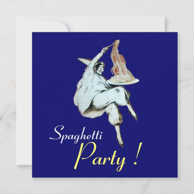Invitación Fiesta SPAGHETTI, cena azul de COCINA ITALIANA (Anverso)