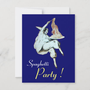 Invitación Fiesta SPAGHETTI, COCINA ITALIANA Cena azul rojo