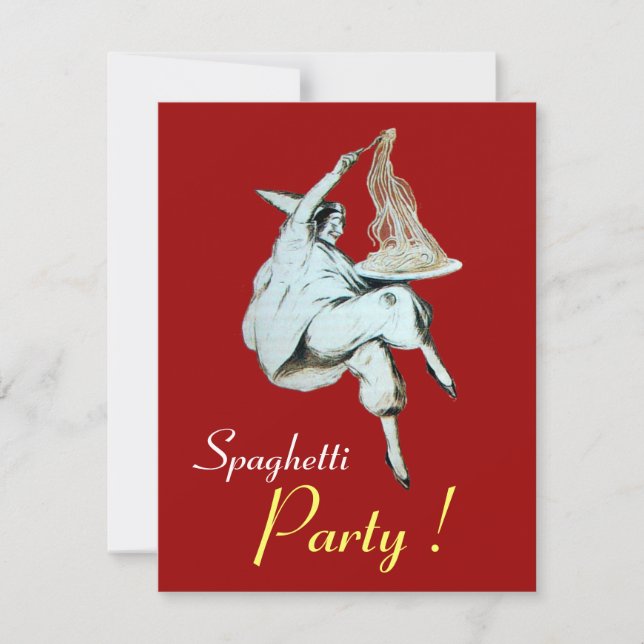 Invitación Fiesta SPAGHETTI, COCINA ITALIANA, cena roja, brun (Anverso)