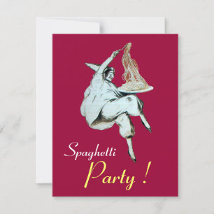 Invitación Fiesta SPAGHETTI, COCINA ITALIANA, cena roja, brun