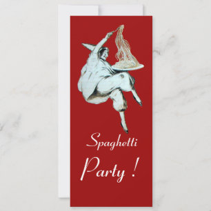 Invitación Fiesta SPAGHETTI, COCINA ITALIANA cena verde rojo