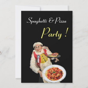 Invitación Fiesta SPAGHETTI & PIZZA , RESTAURANTE verde negro