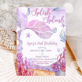 Invitación Fiesta Splish Splash, Chica de cumpleaños de Siren