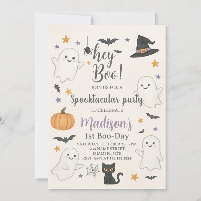 Invitación Fiesta Spooktacular de Halloween Boo Bash (Anverso)