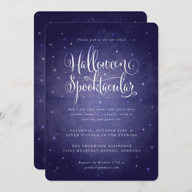 Invitación Fiesta Spooktacular de Halloween de edad avanzada  (Anverso / Reverso)
