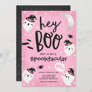 Invitación Fiesta Spooktacular de los chicos fantasmas rosado