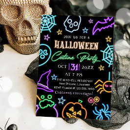 Invitación Fiesta Spooktacular Neon Glow Dark Halloween Party