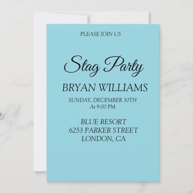 Invitación Fiesta Stag clásico (Anverso)