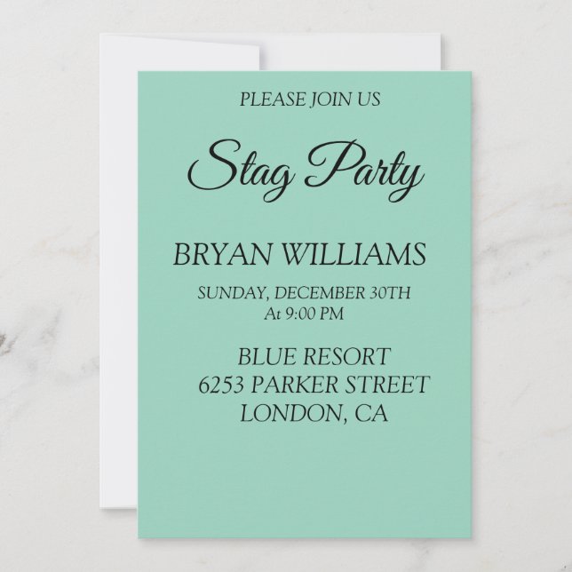 Invitación Fiesta Stag clásico (Anverso)