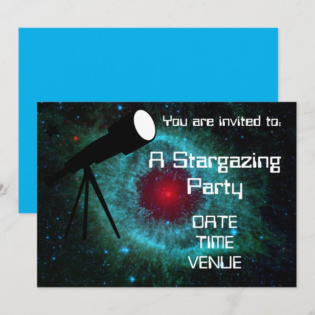 Invitación Fiesta Stargazing del telescopio de la astronomía (Anverso / Reverso)
