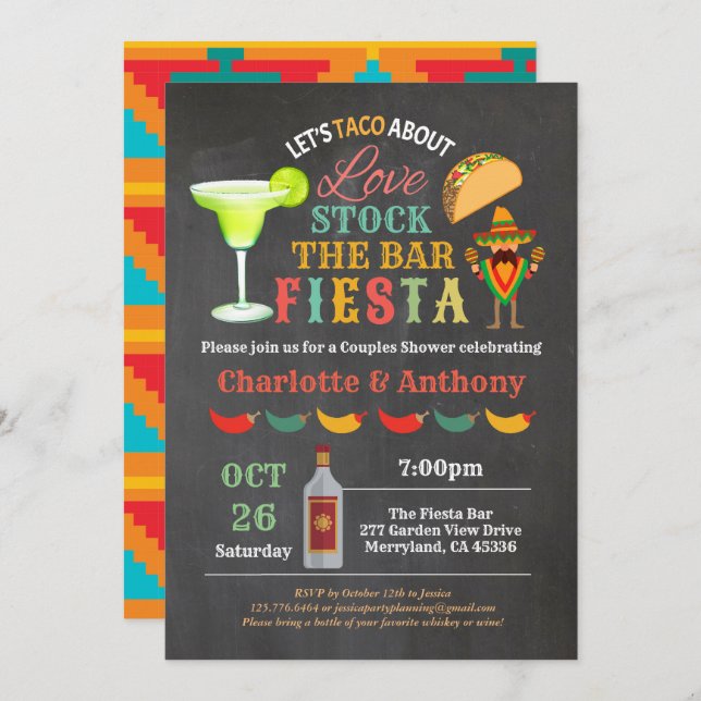 Invitación Fiesta stock el bar parejas ducha de pizarra (Anverso / Reverso)