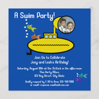 Invitación Fiesta submarino de natación con foto