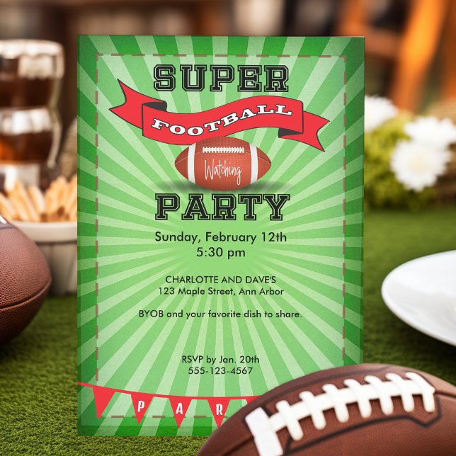 Invitación Fiesta Superfútbol de gran juego de observación (Customizable super football party invitations)
