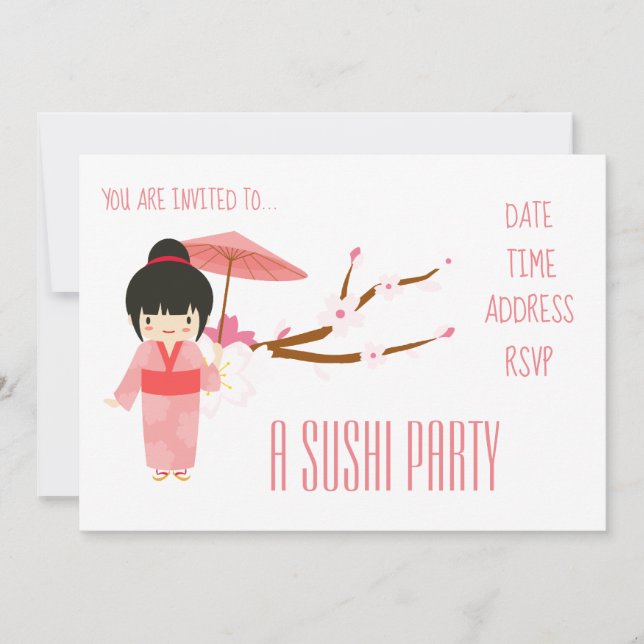 Invitación Fiesta sushi fiesta japonés (Anverso)