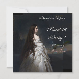 INVITACIÓN FIESTA SWEET16,ROJO,DAMASCO NEGRO Y BLANCO