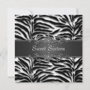 Invitación Fiesta Sweet 16 de Cebra Negra