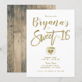 Invitación Fiesta Sweet 16 Rústica Chic Madera de Granero Dor