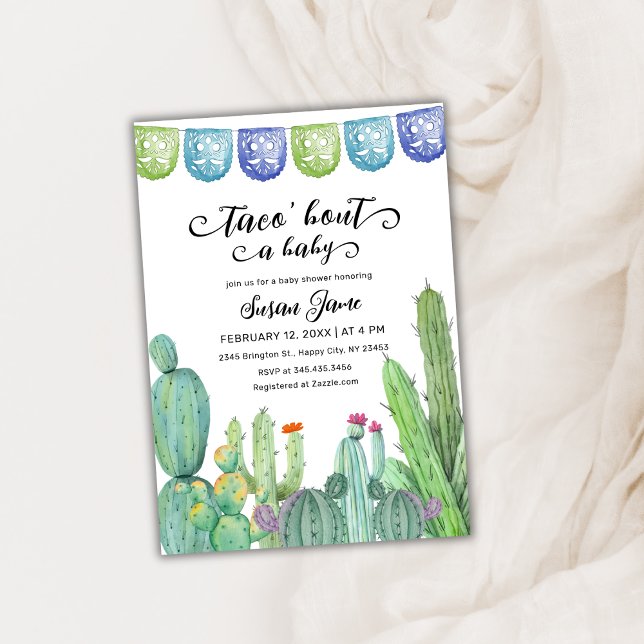 Invitación Fiesta Taco 'Bout Cactus Baby Shower (Fiesta Taco 'Bout Cactus Baby Shower Invitation)