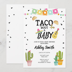 Invitación Fiesta Taco Bout Love Cactus Black Baby Shower
