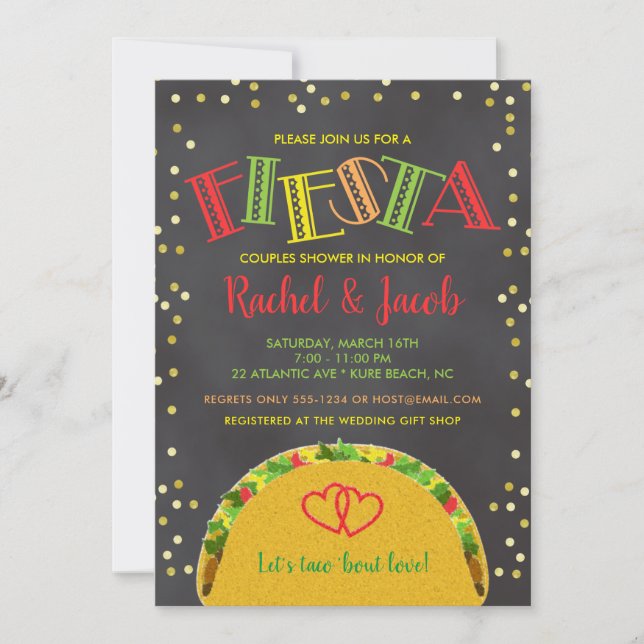 Invitación Fiesta Taco Bout Love Parejas Wedding Shower (Anverso)