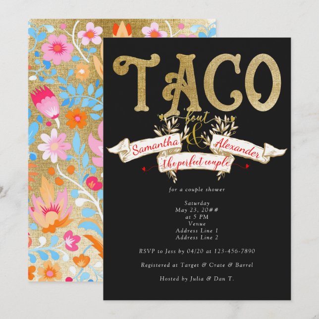 Invitación Fiesta Taco Bout Love Perfect Couple Shower (Anverso / Reverso)