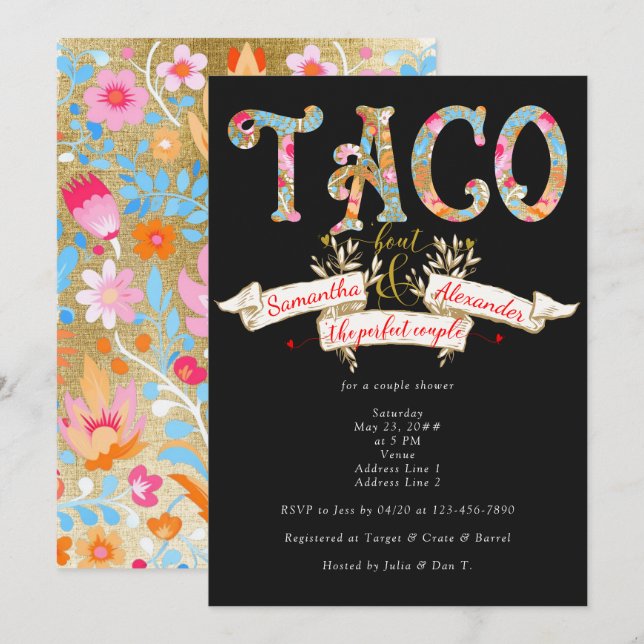 Invitación Fiesta Taco Bout Love Perfect Couple Shower (Anverso / Reverso)