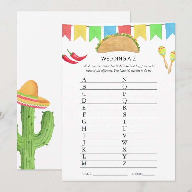 Invitación Fiesta Taco mexicano juego de ducha de novias (Anverso / Reverso)
