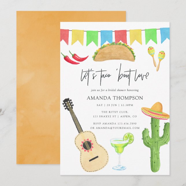 Invitación Fiesta Taco mexicano 'sobre amor ducha novia (Anverso / Reverso)
