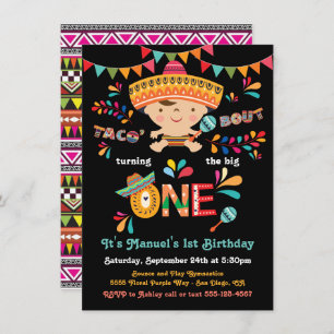Invitación Fiesta Taco mexicano sobre un primer cumpleaños
