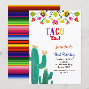 Invitación Fiesta Taco México Primer Fiesta de Cumpleaños