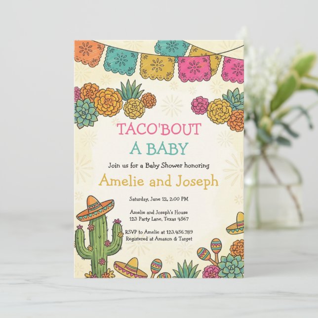 Invitación Fiesta Taco sobre un Baby Shower (Anverso de pie)