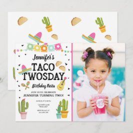 Invitación Fiesta Taco Twosday Cactus Chica Fiesta de cumplea