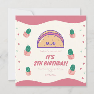 Invitación Fiesta Taco Twosday Cactus Chica Fiesta de cumplea