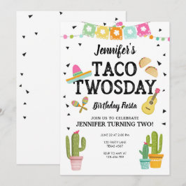 Invitación Fiesta Taco Twosday Cactus Chica Fiesta de cumplea