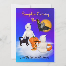 Invitación Fiesta tallador de calabaza de fantasmas y amigos