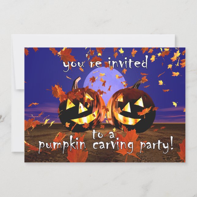 Invitación Fiesta tallador de calabaza de Halloween (Anverso)