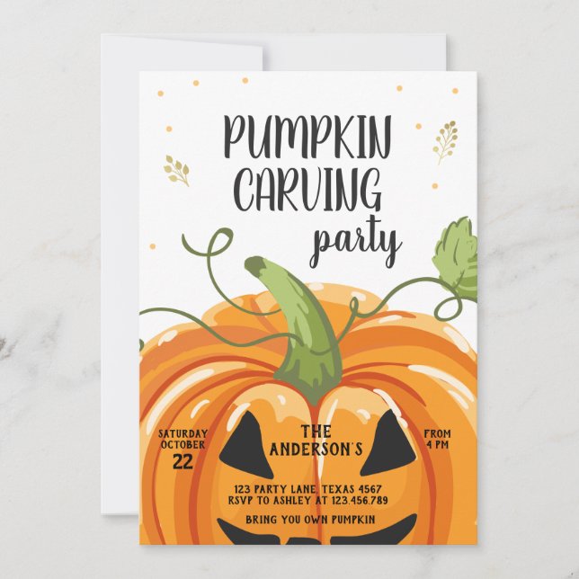 Invitación Fiesta tallador de calabaza tembloroso cumpleaños  (Anverso)