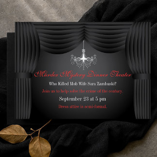 Invitación Fiesta teatral de cena misteriosa de asesinato de