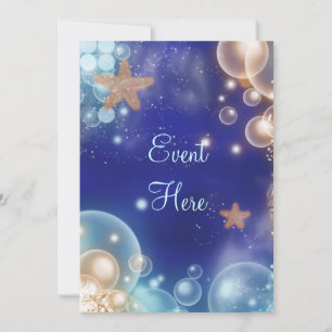 Invitación Fiesta tema de playa estrella de mar azul