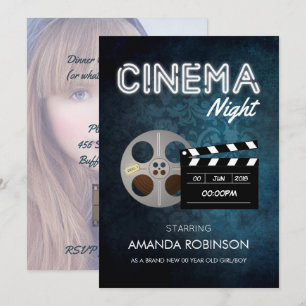Invitación Fiesta temática de cine de Hollywood agregar foto