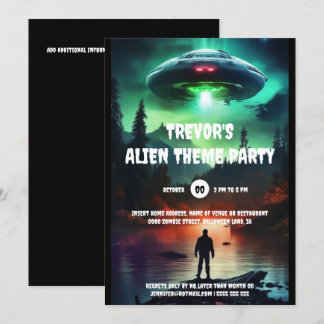 Invitación Fiesta temática de cumpleaños de Alien UFO