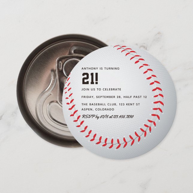 Invitación Fiesta temática de cumpleaños de beisbol adulto (Anverso / Reverso)