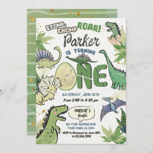 Invitación Fiesta temática de dinosaurios Primer cumpleaños