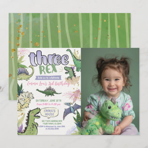 Invitación Fiesta temática de dinosaurios Tercer cumpleaños