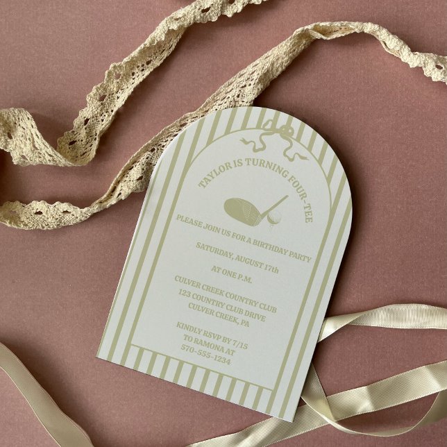 Invitación Fiesta temática de golf con rayas verdes y crema (Subido por el creador)